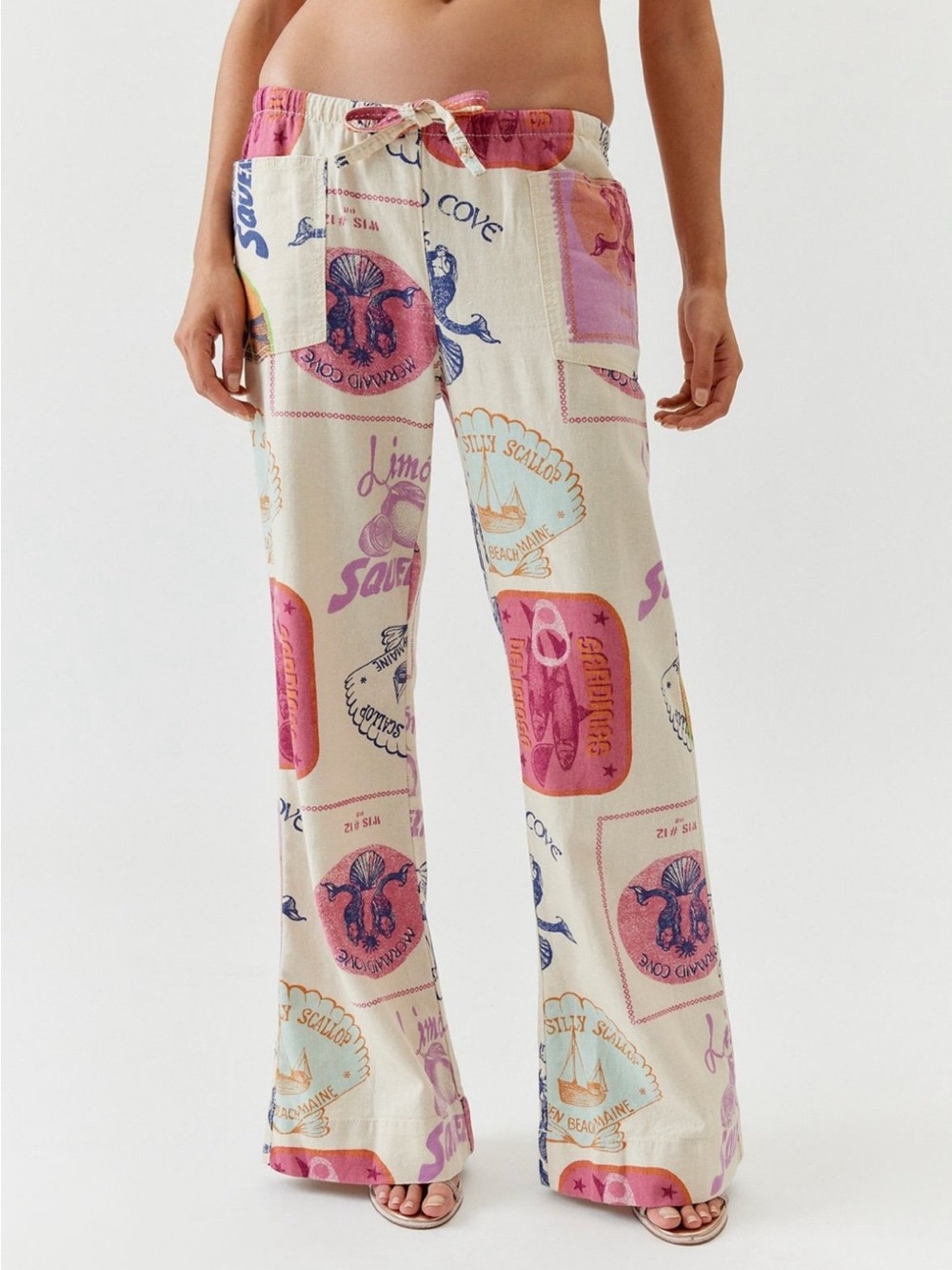 Urban Outfitters Amelie Linen Nautical Print Pants